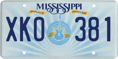 MS license plate XKO381