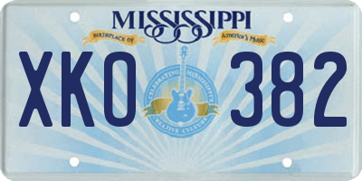 MS license plate XKO382