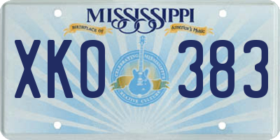 MS license plate XKO383