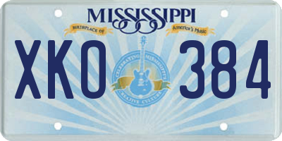 MS license plate XKO384