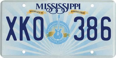 MS license plate XKO386