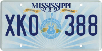 MS license plate XKO388