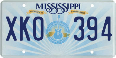 MS license plate XKO394