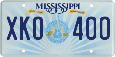 MS license plate XKO400