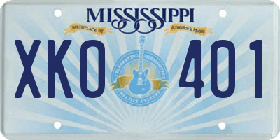 MS license plate XKO401