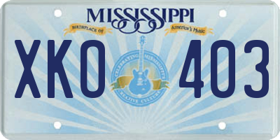 MS license plate XKO403