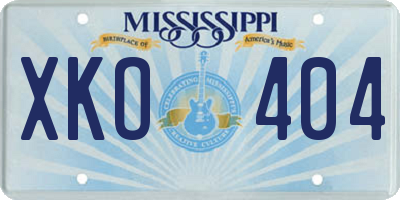 MS license plate XKO404