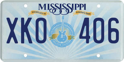 MS license plate XKO406