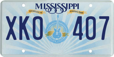MS license plate XKO407