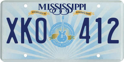 MS license plate XKO412