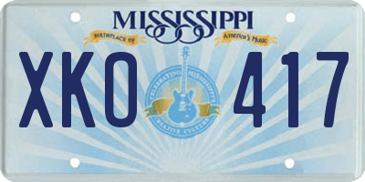 MS license plate XKO417