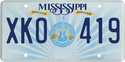 MS license plate XKO419