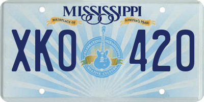 MS license plate XKO420
