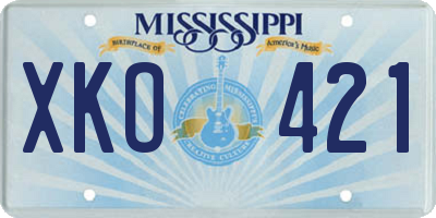 MS license plate XKO421