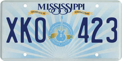 MS license plate XKO423