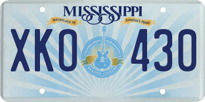 MS license plate XKO430