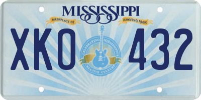 MS license plate XKO432