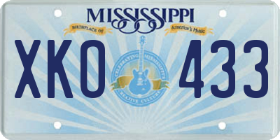 MS license plate XKO433
