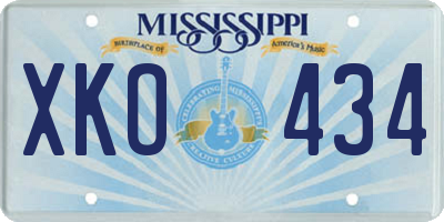 MS license plate XKO434