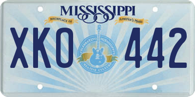 MS license plate XKO442