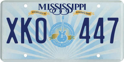 MS license plate XKO447
