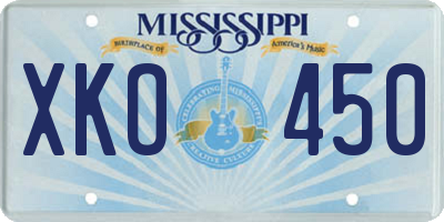 MS license plate XKO450