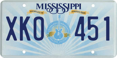 MS license plate XKO451