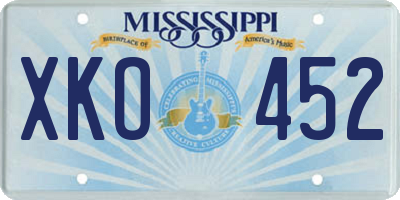 MS license plate XKO452