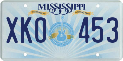 MS license plate XKO453