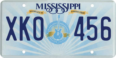 MS license plate XKO456