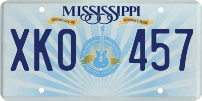 MS license plate XKO457