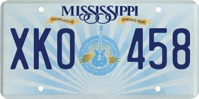 MS license plate XKO458