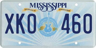 MS license plate XKO460