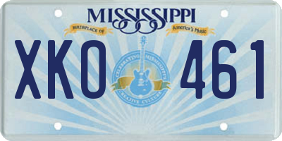 MS license plate XKO461