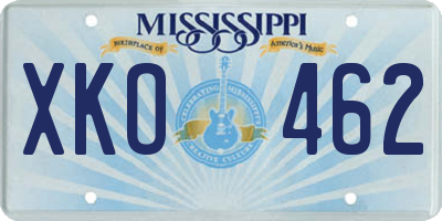 MS license plate XKO462