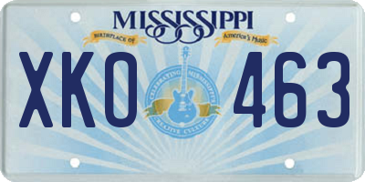 MS license plate XKO463