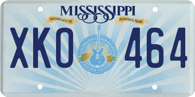 MS license plate XKO464