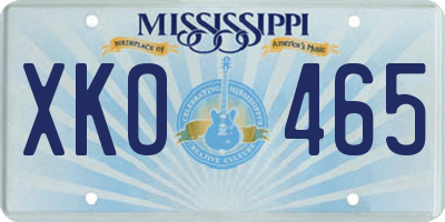 MS license plate XKO465