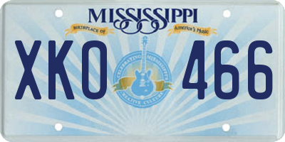 MS license plate XKO466