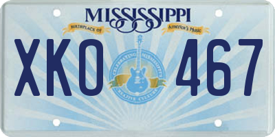 MS license plate XKO467