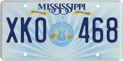 MS license plate XKO468