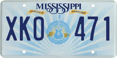 MS license plate XKO471