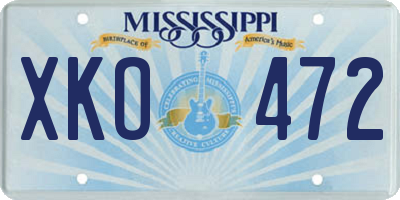 MS license plate XKO472