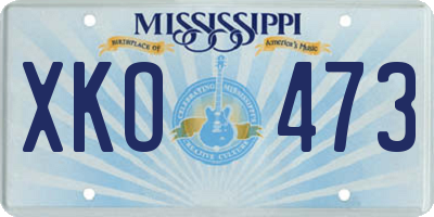 MS license plate XKO473