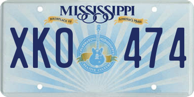 MS license plate XKO474