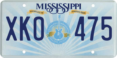 MS license plate XKO475