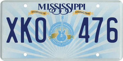 MS license plate XKO476