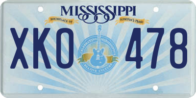 MS license plate XKO478