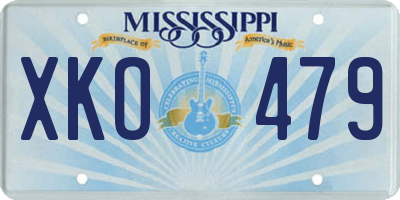 MS license plate XKO479