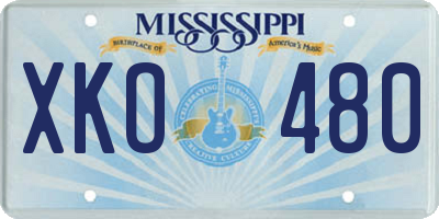 MS license plate XKO480